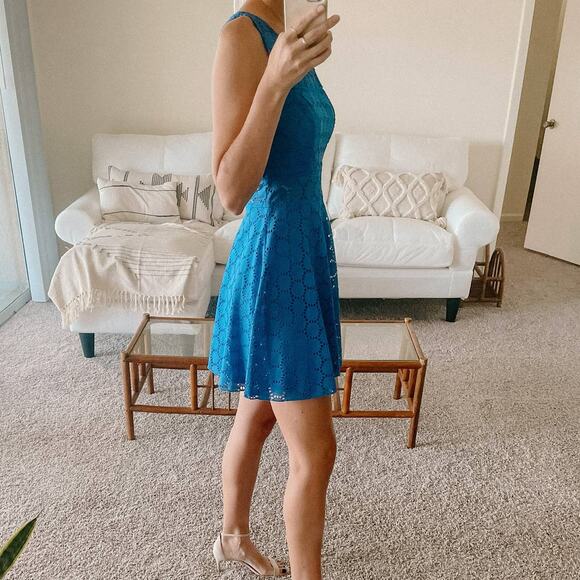 Trixxi blue lace fit and flare mini dress - Picture 3 of 12